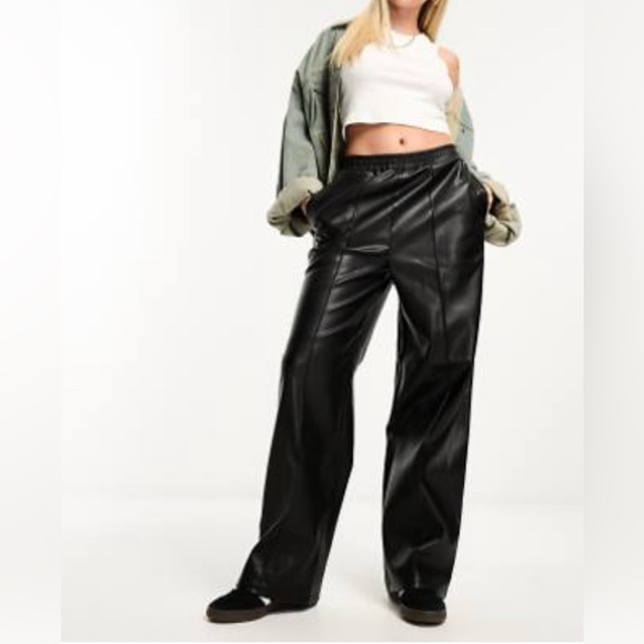 Faux Leather Slouchy Trousers - Picture 1 of 4